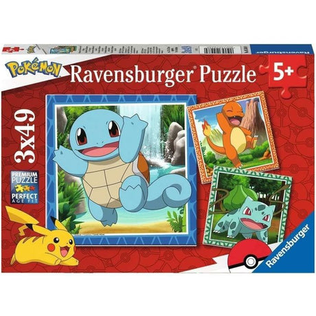 Puzzle pour enfants 3x49 pieces Pokémon - Salameche, Bulbizarre et Carapuce - Des 5 ans - 3 posters inclus - 05586 - Ravensburger