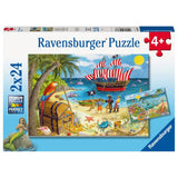 Ravensburger - Puzzle Enfant - Lot de 2 puzzles 24 pieces - Pirates et sirenes -des 4 ans - 2 posters a taille réelle - 05676