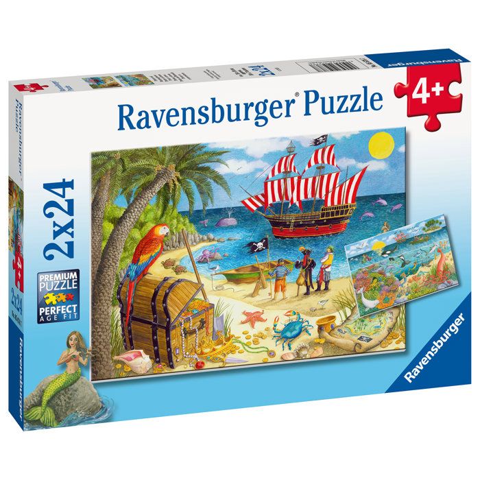 Ravensburger - Puzzle Enfant - Lot de 2 puzzles 24 pieces - Pirates et sirenes -des 4 ans - 2 posters a taille réelle - 05676