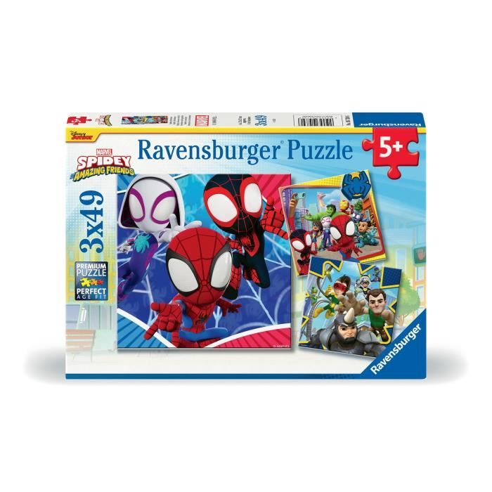 Puzzles 3x49 pieces Spidey, le lanceur de toile, Spiderman, Des 5 ans, 00005730, Ravensburger