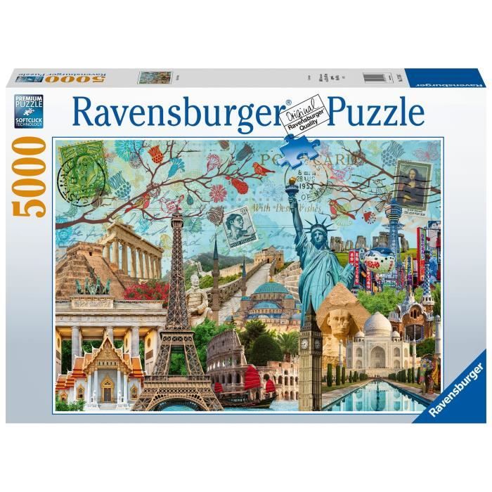 Puzzle 5000 pieces Carte Postale des Monuments, Adultes et enfants des 14 ans, Villes et monument, 17118, Ravensburger