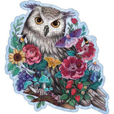 Puzzle en bois Hibou floral 150 pieces robustes et naturelles dont 15 figurines en bois (whimsies), des 10 ans, 17511, Ravensburger
