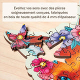 Puzzle en bois Renard coloré 150 pieces robustes et naturelles dont 15 figurines en bois (whimsies), Qualité premium - Pour enfants