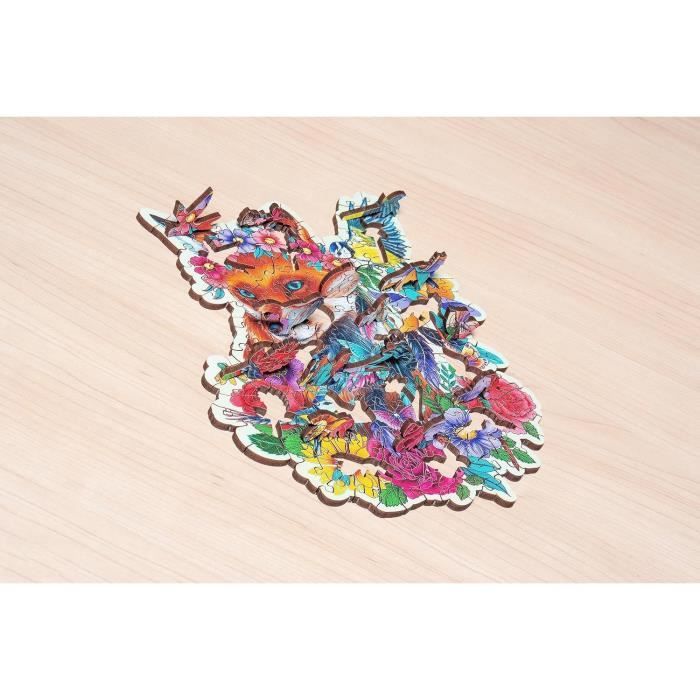 Puzzle en bois Renard colorÈ 150 pieces robustes et naturelles dont 15 figurines en bois (whimsies), QualitÈ premium - Pour enfants