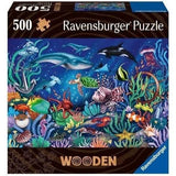 Puzzle en bois Monde marin colorÈ 500 pieces robustes et naturelles dont 40 figurines en bois (whimsies), QualitÈ premium - Pour enf