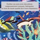 Puzzle en bois Monde marin colorÈ 500 pieces robustes et naturelles dont 40 figurines en bois (whimsies), QualitÈ premium - Pour enf