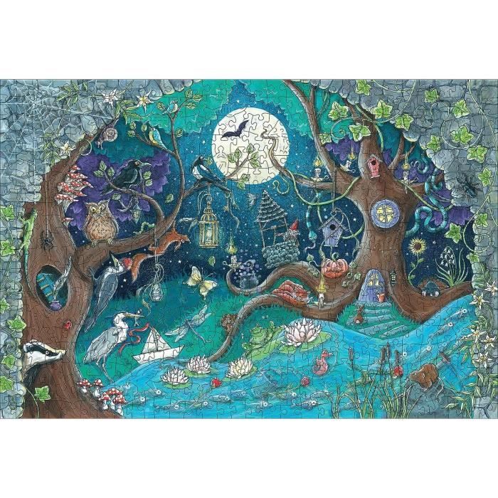 Puzzle en bois Foret fantastique 500 pieces robustes et naturelles dont 40 figurines en bois (whimsies), Qualité premium - Pour enfa