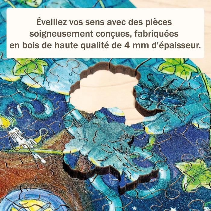 Puzzle en bois Foret fantastique 500 pieces robustes et naturelles dont 40 figurines en bois (whimsies), Qualité premium - Pour enfa
