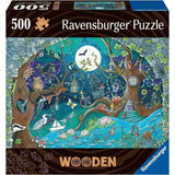 Puzzle en bois Foret fantastique 500 pieces robustes et naturelles dont 40 figurines en bois (whimsies), Qualité premium - Pour enfa