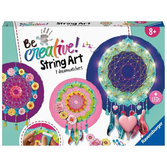 Be Creative String Art Maxi, Dreamcatchers, 7 attrape-reves, Création objets, Loisir créatif, Des 8 ans, 18235, Ravensburger