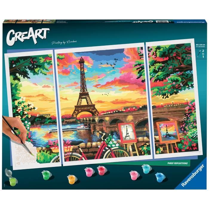 CreArt Paris format triptyque 80x50cm - Peinture par numéros  Des 12 ans  Ravensburger - 20134