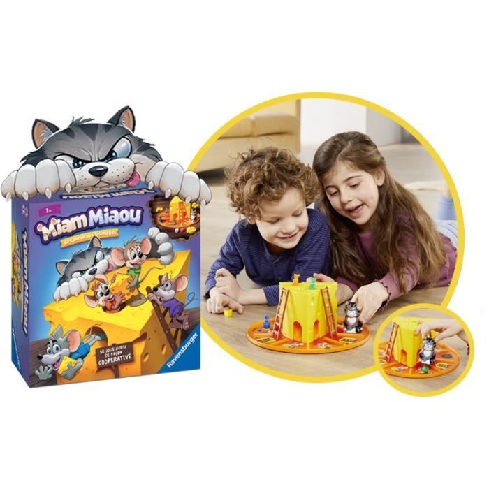 Jeu de société - Ravensburger - Miam Miaou - La course aux fromages - Enfant 3 ans - 2 a 4 joueurs