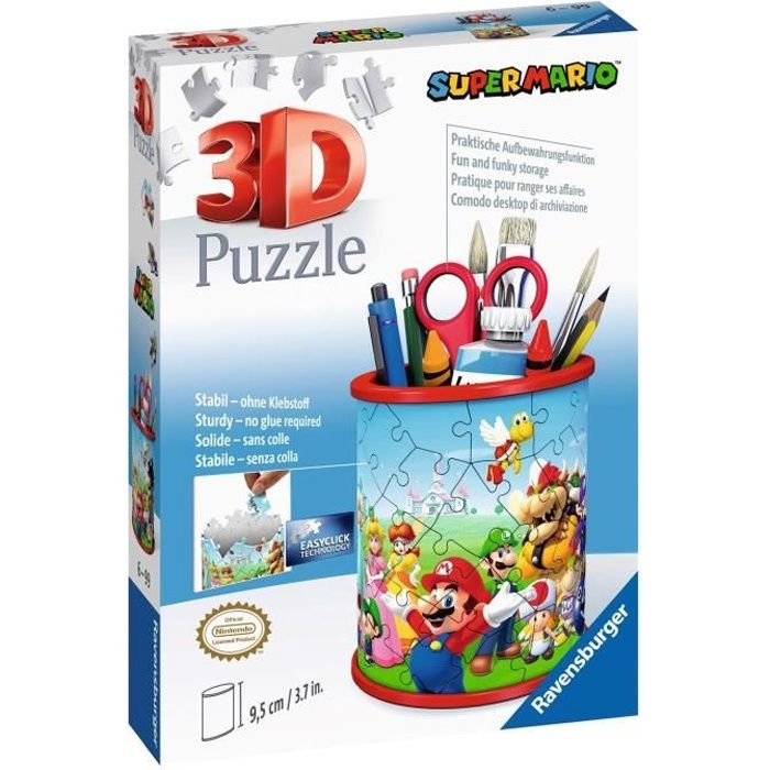 Pot a crayons 3D Super Mario - Ravensburger - Puzzle enfant - 54 pieces - Sans colle - a partir de 6 ans