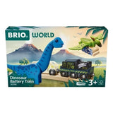 Brio Train a Piles Dinosaure - Train électrique - Dinosaure Inclus - pour circuit de train en bois - Des 3 Ans - Brio World - 36096