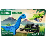 Brio Train a Piles Dinosaure - Train électrique - Dinosaure Inclus - pour circuit de train en bois - Des 3 Ans - Brio World - 36096