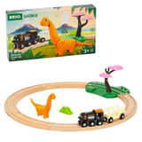 Circuit Dinosaure - Coffret Complet 12 pieces - Action de Jeu sans Pile - Dinosaure Inclus - Circuit de Train en Bois - BRIO World