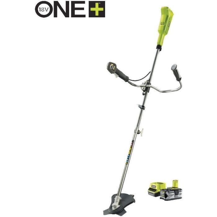 RYOBI - Débroussailleuse 18V ONE+ - guidon - Ø fil 1 x 1,6mm - lame 3 dents Tri-Arc 20cm + batterie 4,0 Ah & chargeur - RBC18X20B4F