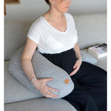 BÉABA - Big Flopsy™ - Coussin de grossesse et d'allaitement - Fleur de coton - Gris Chiné, 180 cm