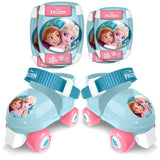 Set patins a roulettes et protections - LA REINE DES NEIGE - RN246035 - Avec coudieres et genouilleres - Bleu
