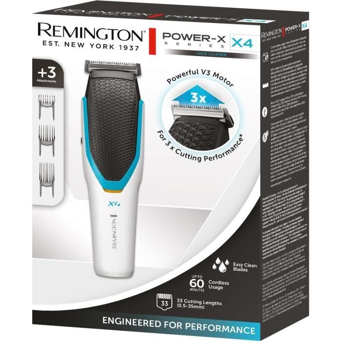 Tondeuse cheveux - REMINGTON - HC4000 X4 Power Xseries - 60 min - Blanc / Bleu