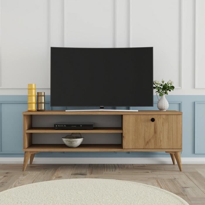 Meuble TV - RETRO - Chene - 120 x 30 x 45 cm