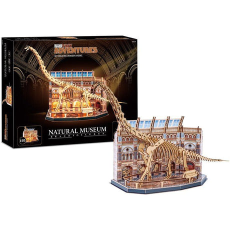 Puzzle 3D en bois - REVELL - Tiny Adventures - Natural Museum - Brachiosaur - LED