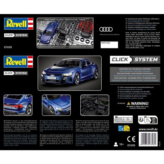 Maquette a construire - REVELL - Click System - Audi RS E-Tron GT - Sans colle - Pieces pré-peintes