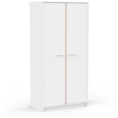 Armoire de chambre - REVERSO - Blanc mat - Décor Rose ou Bleu - 2 portes - L88,3 x P50 x H180,9 cm
