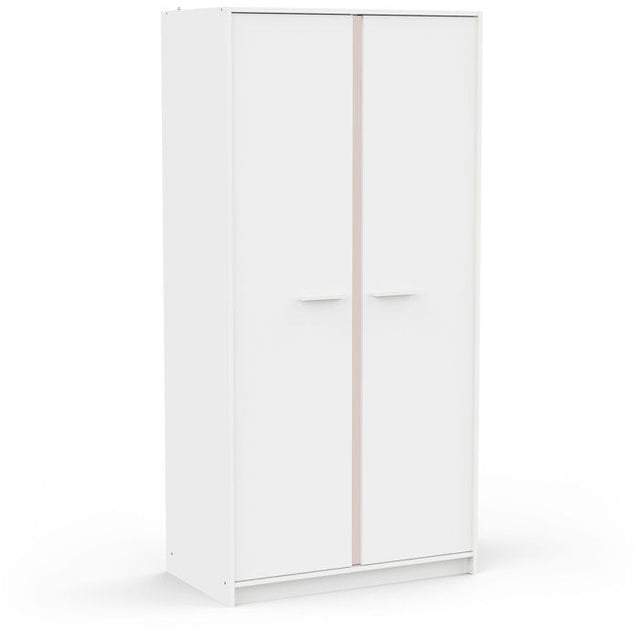 Armoire de chambre - REVERSO - Blanc mat - Décor Rose ou Bleu - 2 portes - L88,3 x P50 x H180,9 cm