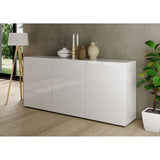 Buffet - RICCIONE - Blanc laqué brillant - 3 portes - 191 x 42 x 84 cm