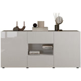 Buffet - RICCIONE - Blanc laqué brillant - 2 portes - 2 tiroirs - 181 x 42 x 84 cm