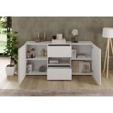 Buffet - RICCIONE - Blanc laqué brillant - 2 portes - 2 tiroirs - 181 x 42 x 84 cm
