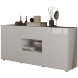 Buffet - RICCIONE - Blanc laqué brillant - 2 portes - 2 tiroirs - 181 x 42 x 84 cm