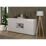 Buffet - RICCIONE - Blanc laqué brillant - 2 portes - 2 tiroirs - 181 x 42 x 84 cm