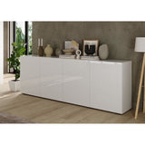 Buffet - RICCIONE - Blanc laqué brillant - 4 portes - 241 x 42 x 84 cm