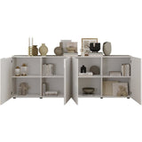 Buffet - RICCIONE - Blanc laqué brillant - 4 portes - 241 x 42 x 84 cm