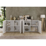 Buffet - RICCIONE - Blanc laqué brillant - 4 portes - 241 x 42 x 84 cm