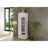 Vitrine - RICCIONE - Blanc laqué brillant - 1 porte en verre - 60 x 42 x 186 cm