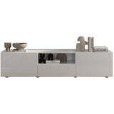 Meuble TV - RICCIONE - Blanc laqué brillant - 2 portes - 1 tiroir - 184 x 42 x 42,5 cm