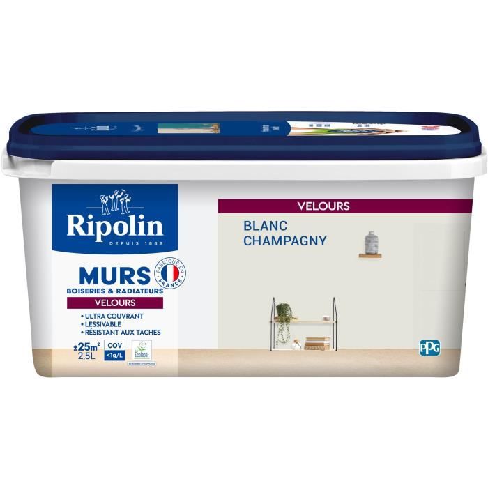 Peinture Intérieure - Blanc Champagny - 2,5L - Velours - Haute Opacité - Lessivable