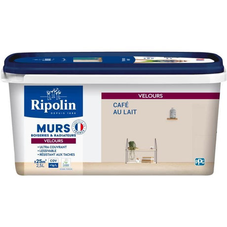 Peinture Intérieure - Café au Lait - 2,5L - Velours - Haute Opacité - Lessivable