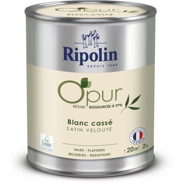 Peinture O'PUR murs, boiseries & radiateurs - RIPOLIN - 472823 - Blanc cassé - Satin veloute - 2 L