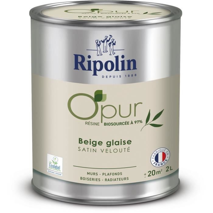 O'pur murs boiseries radiateurs beige glaise satin velouté - RIPOLIN - 2 L