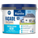 Peinture façade classic 2 en 1 - RIPOLIN - 474647 - Ton pierre - Mat - 10 L