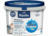 Peinture murs et plafonds - Blanc - Mat - RIPOLIN - Illico - 10 L