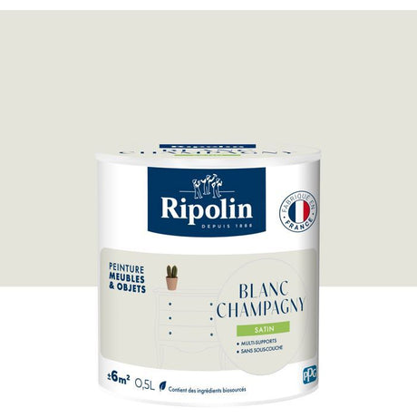 Peinture meuble et objet - Blanc champagny - Satiné - Ripolin - 0,5L