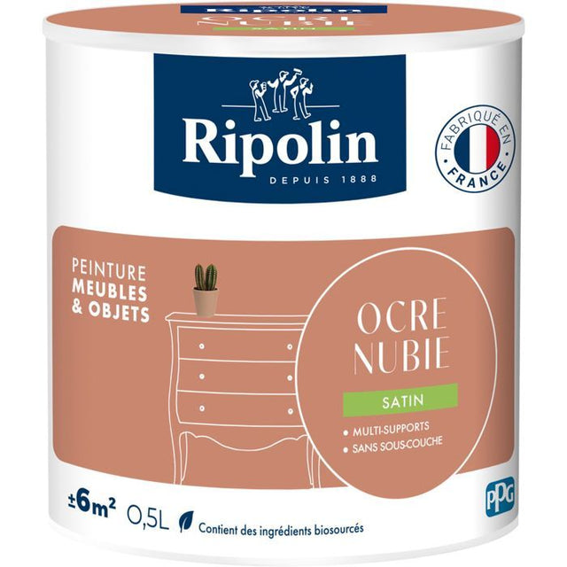 Peinture meuble et objet - Ocre nubie - Satiné - Ripolin - 0,5L