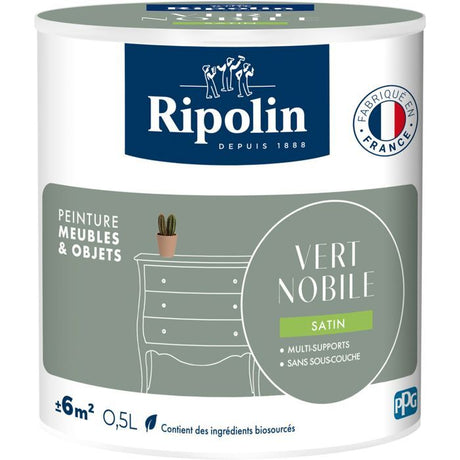 Peinture meuble et objet - Vert nobile - Satiné - Ripolin - 0,5L