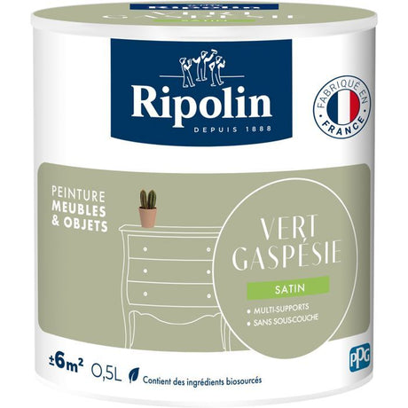 Peinture meuble et objet - Vert gaspesie - Satiné - Ripolin - 0,5L