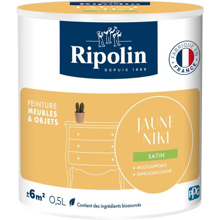 Peinture meuble et objet - Jaune niki - Satiné - Ripolin - 0,5L